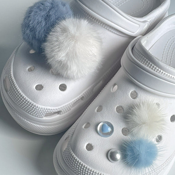 elle belle/ blue fur crocs charms set