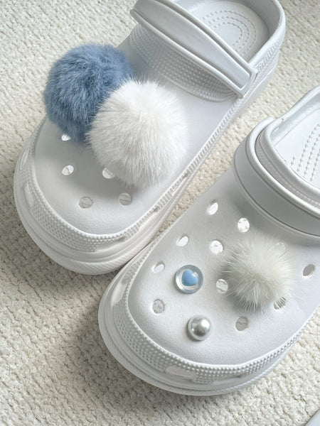 elle belle/ blue fur crocs charms set