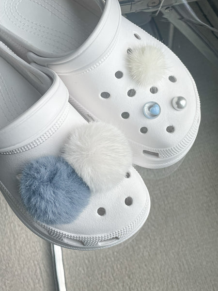 elle belle/ blue fur crocs charms set