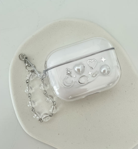 elle belle/ simple & silver airpods case