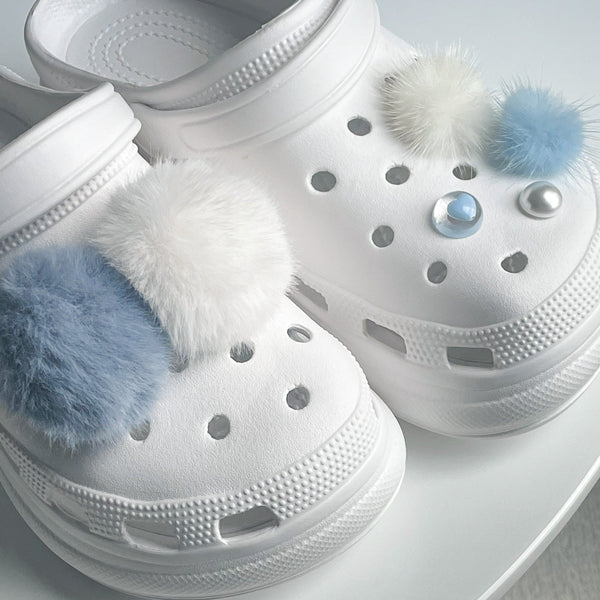 elle belle/ blue fur crocs charms set