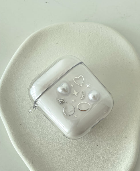 elle belle/ simple & silver airpods case