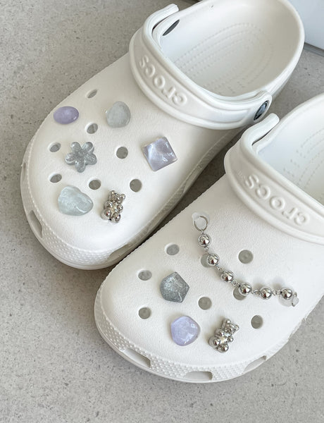 elle belle/  purple & silver crocs charms set