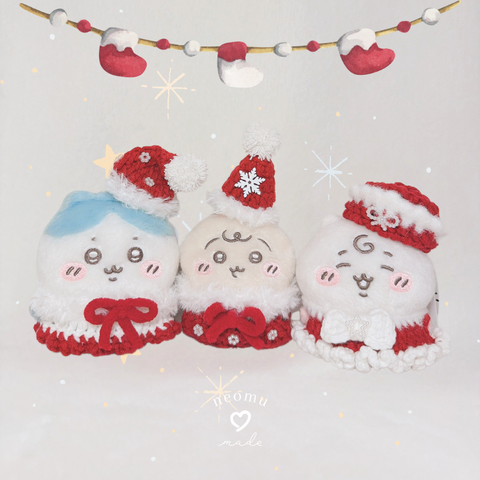 [預購] neomu made / 手工編織 聖誕帽&小禮服 套裝 （3款）