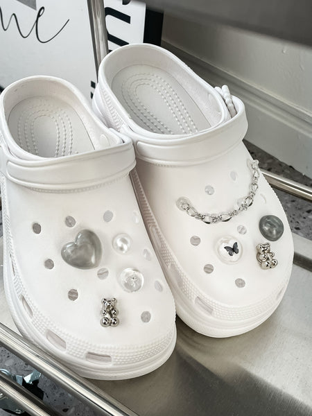 elle belle/  space silver crocs charms set