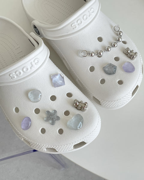 elle belle/  purple & silver crocs charms set