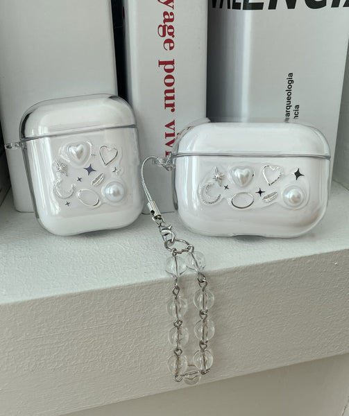 elle belle/ simple & silver airpods case