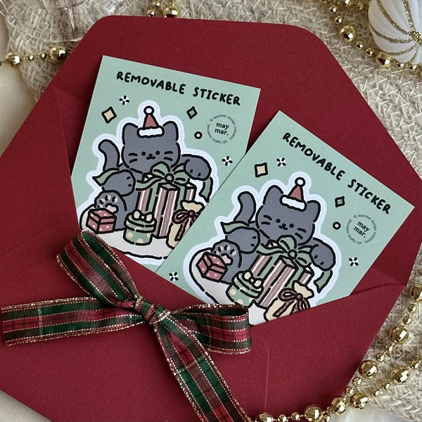 maymar/ Christmas Removable Sticker 單個貼紙/ Black Cat and Gifts