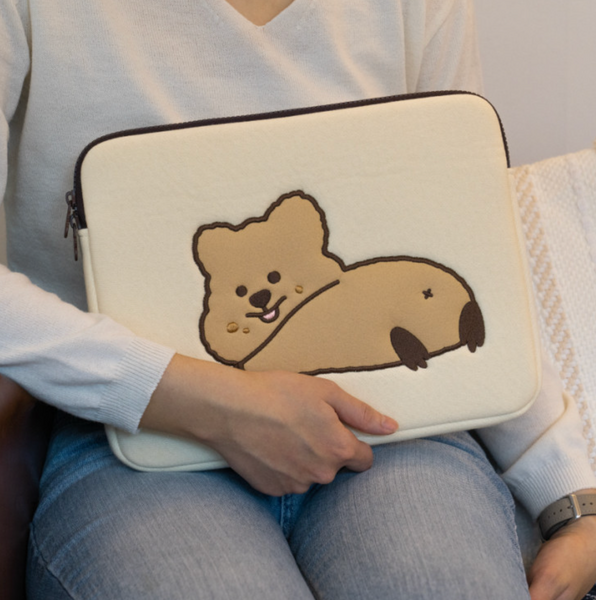 Young Forest / Lying Flat Quokka laptop or ipad pouch (13/ 15 inch)