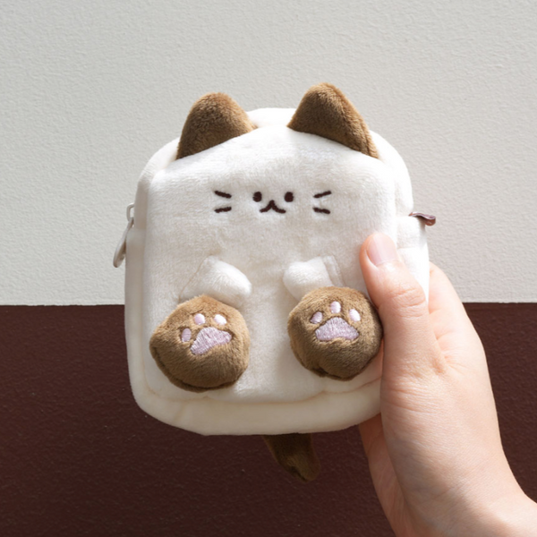 PINKFOOT/ meow meow square pouch/ ivory