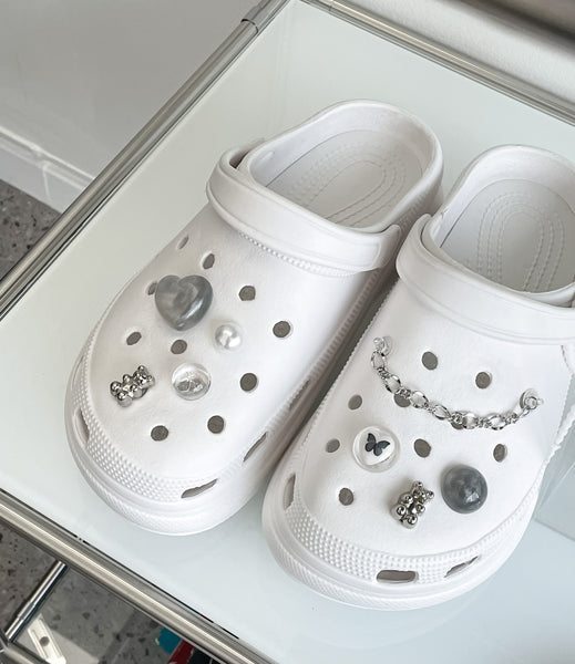 elle belle/  space silver crocs charms set