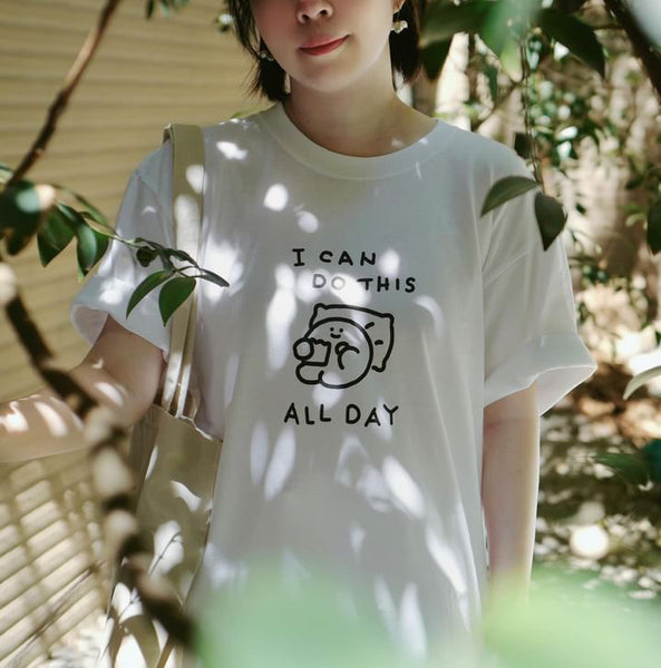 地呱球/ I can do this all day 阿球 T-shirt / 白色 （3尺碼）