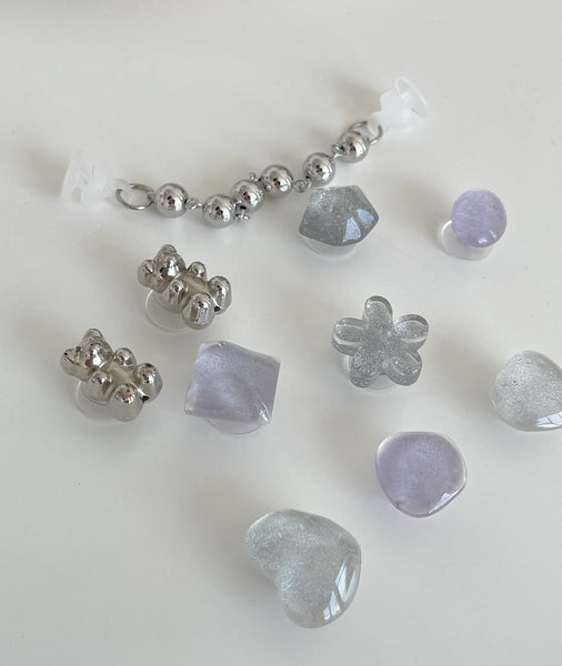 elle belle/  purple & silver crocs charms set