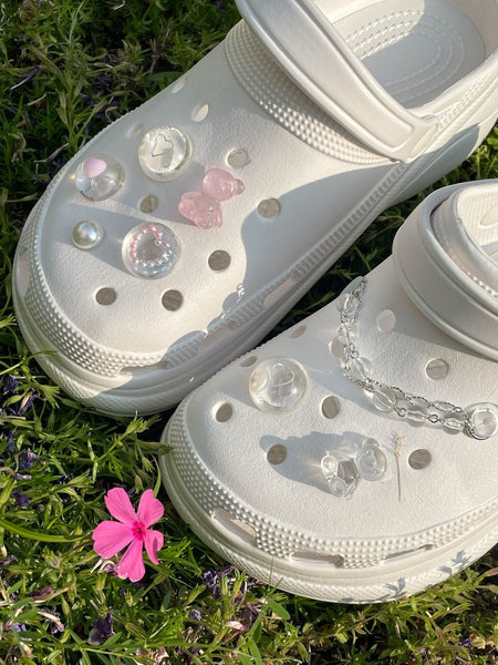 elle belle/ clear & pink crocs charms set