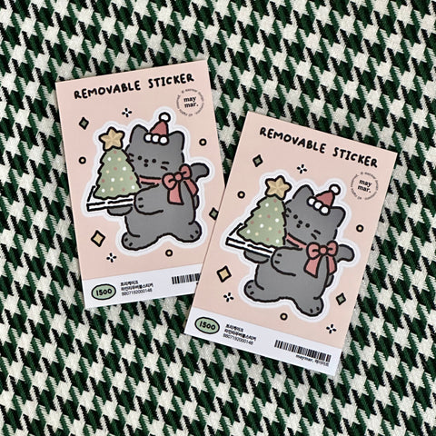 maymar/ Christmas Removable Sticker 單個貼紙/ Black Cat and Tree