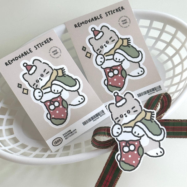 maymar/ Christmas Removable Sticker 單個貼紙/ Christmas Sock Cat