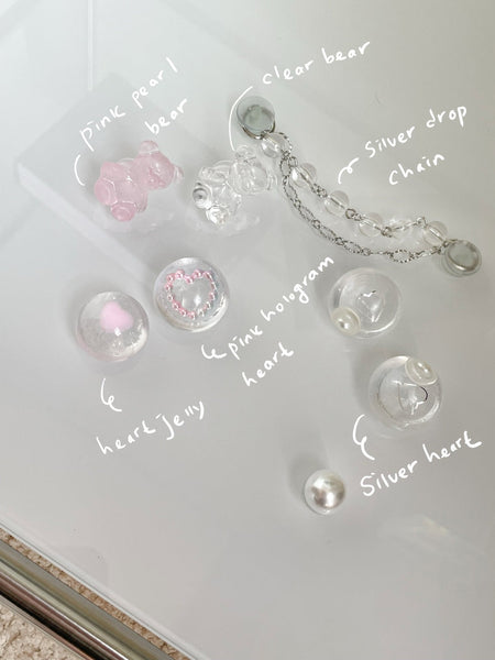 elle belle/ clear & pink crocs charms set