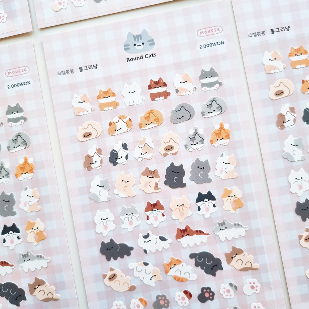 mousse/ Round Cat stickers