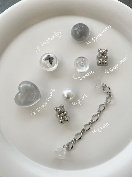 elle belle/  space silver crocs charms set