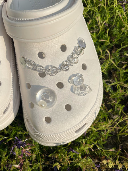 elle belle/ clear & pink crocs charms set