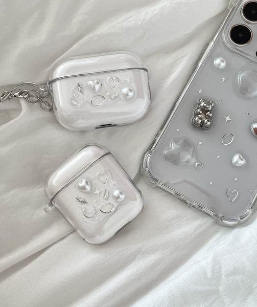 elle belle/ simple & silver airpods case