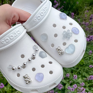 elle belle/  purple & silver crocs charms set