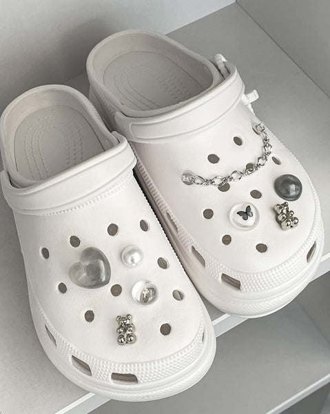 elle belle/  space silver crocs charms set