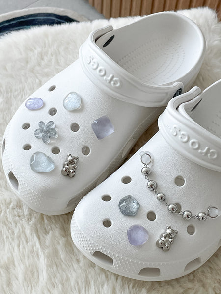 elle belle/  purple & silver crocs charms set