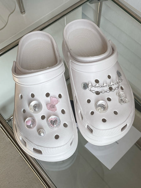 elle belle/ clear & pink crocs charms set