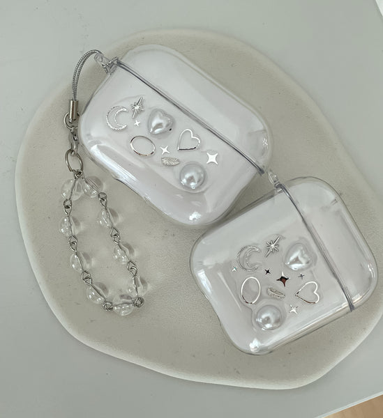 elle belle/ simple & silver airpods case