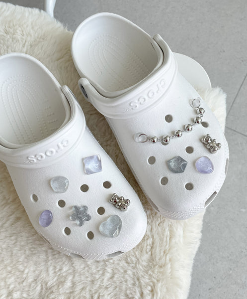 elle belle/  purple & silver crocs charms set