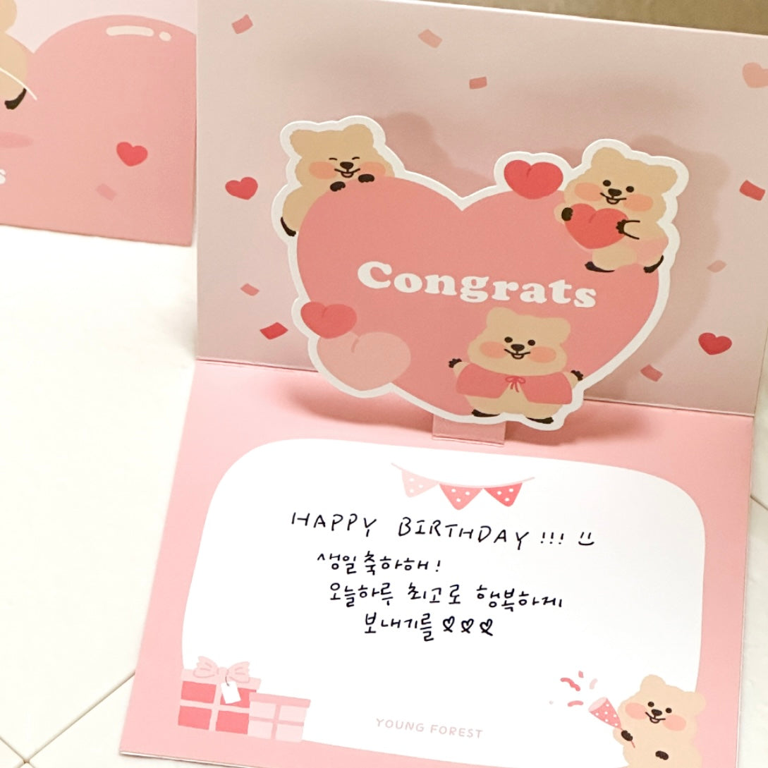 Young Forest/ Congrats Quokka 3D Card Set with envelope