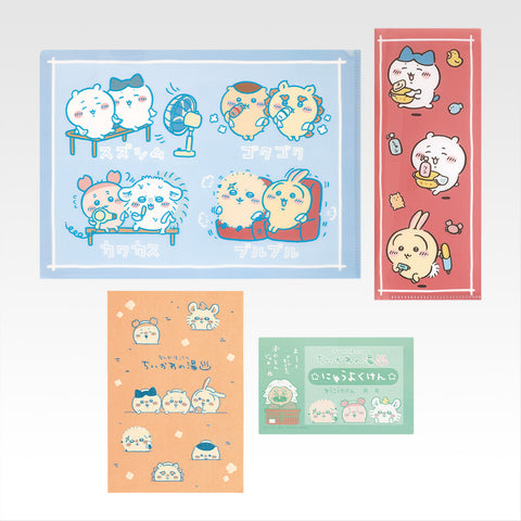 chiikawa/ 溫泉系列一番賞/ G賞 浴後休息A4 File＋票夾＋貼紙+明信片 文具套裝