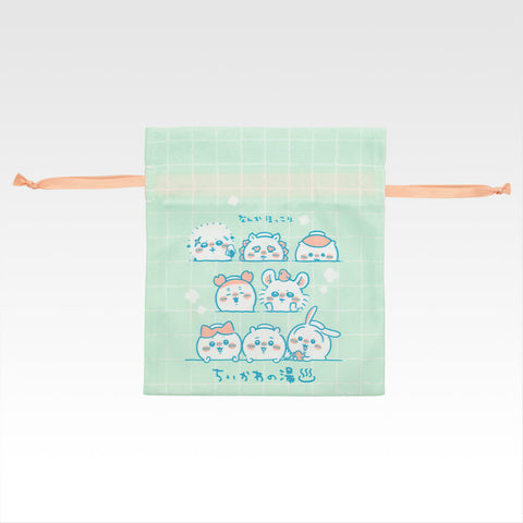chiikawa/ 溫泉系列一番賞/ H賞 粉綠色 索繩袋