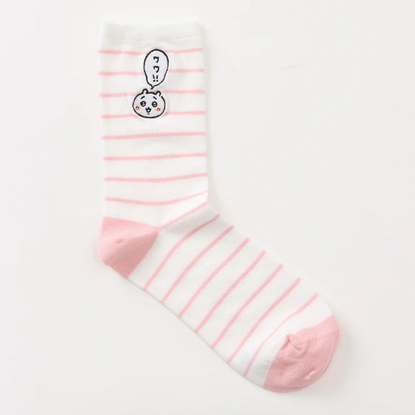 chiikawa/ chiikawa 刺繡條紋中筒襪