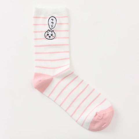 chiikawa/ chiikawa 刺繡條紋中筒襪