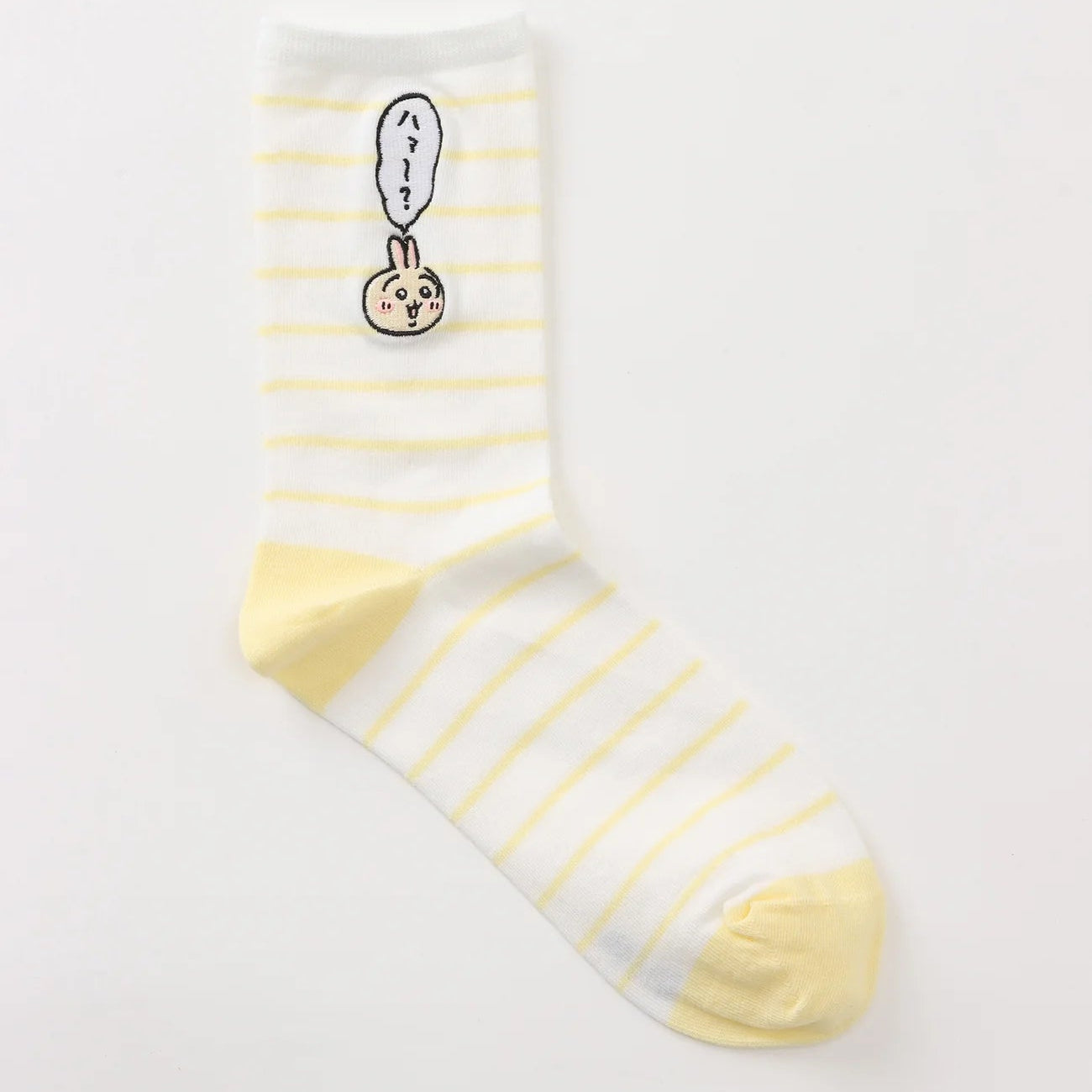 chiikawa/ 兔兔 刺繡條紋中筒襪