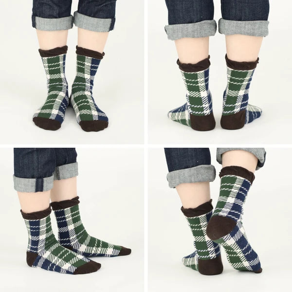 aube/ 格紋中筒襪 （共3色）