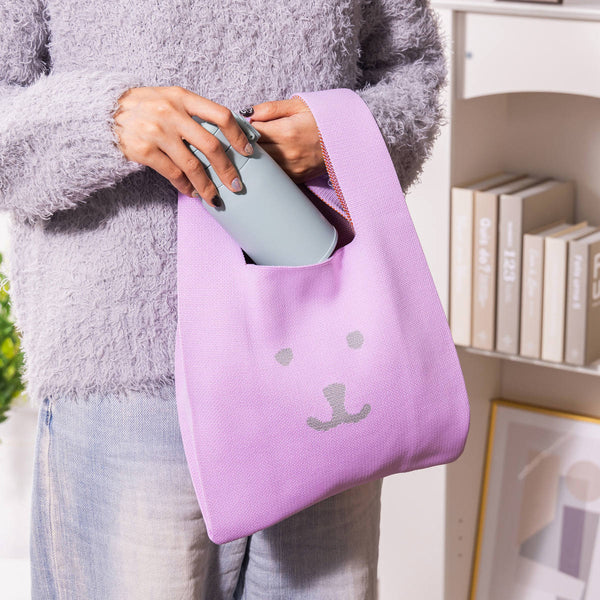 nagano / 白熊 針織袋 / 淺紫