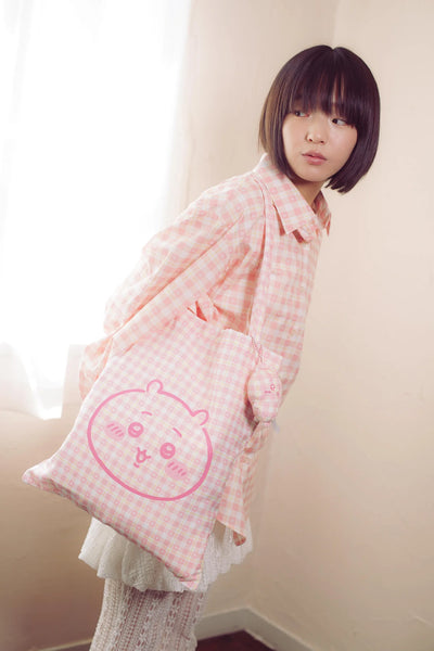 [現貨] chiikawa / check pattern格仔系列 / Tote bag  (附吊飾) /  Chiikawa