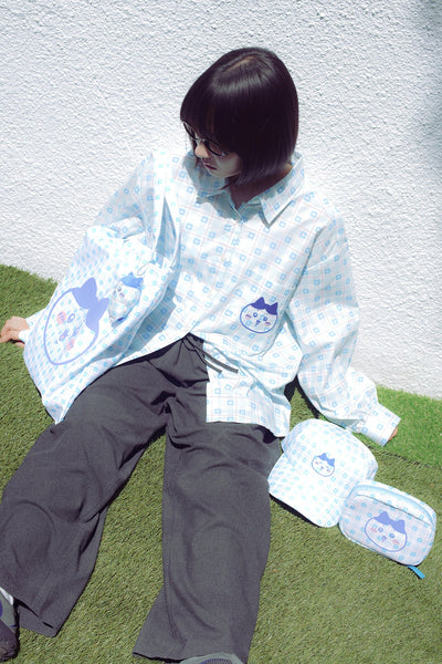 [現貨] chiikawa / check pattern 格仔系列 / Tote bag  (附吊飾) /  小八