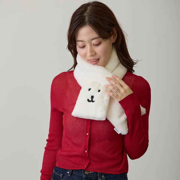 [預購] nagano / 白熊 毛絨圍巾 / 白色