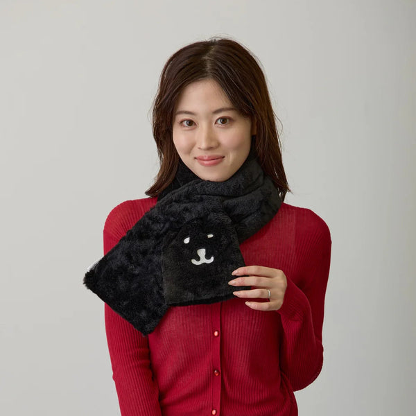 [預購] nagano / 白熊 毛絨圍巾 / 黑色