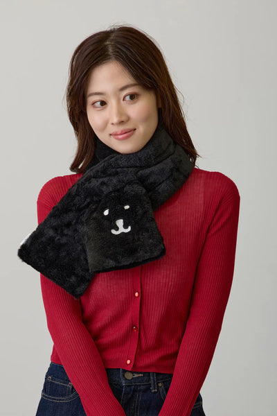 [預購] nagano / 白熊 毛絨圍巾 / 黑色