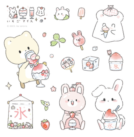 sororo/ strawberry ice stickers 貼紙