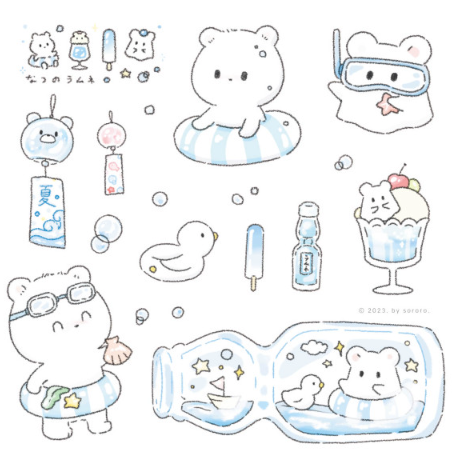 sororo/ sea and ramune stickers 貼紙