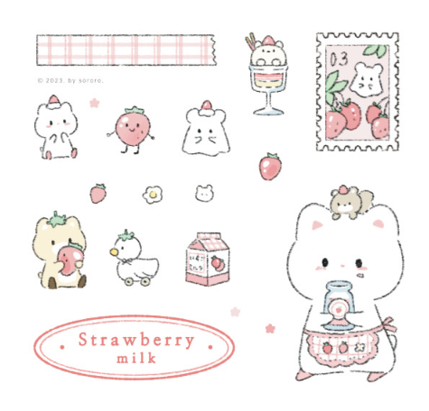 sororo/ strawberry milk stickers 貼紙