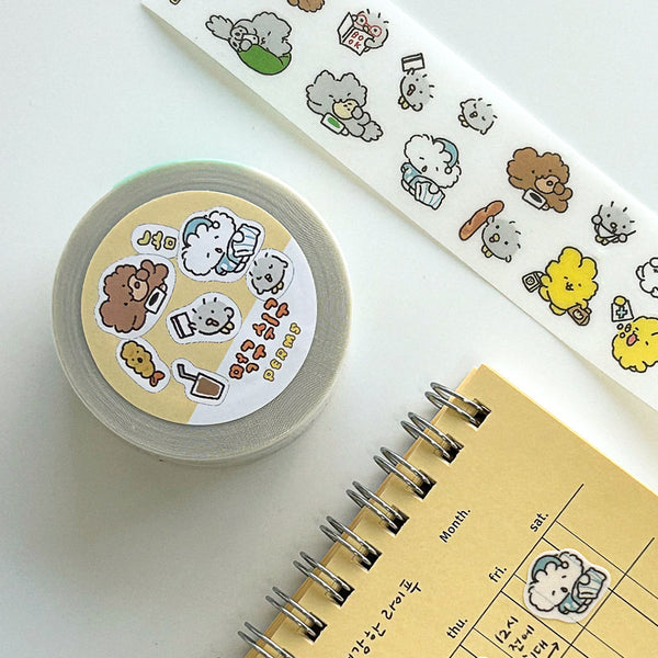 PERMS/ Glittering Kiss Cut Roll Sticker Tape/ Eat and Sleep