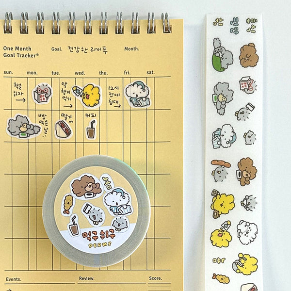 PERMS/ Glittering Kiss Cut Roll Sticker Tape/ Eat and Sleep