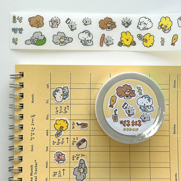 PERMS/ Glittering Kiss Cut Roll Sticker Tape/ Eat and Sleep